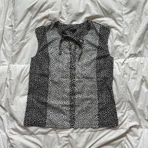 Talbot's sz med sleeveless flowy blouse polka dot chiffon cottagecore romantic